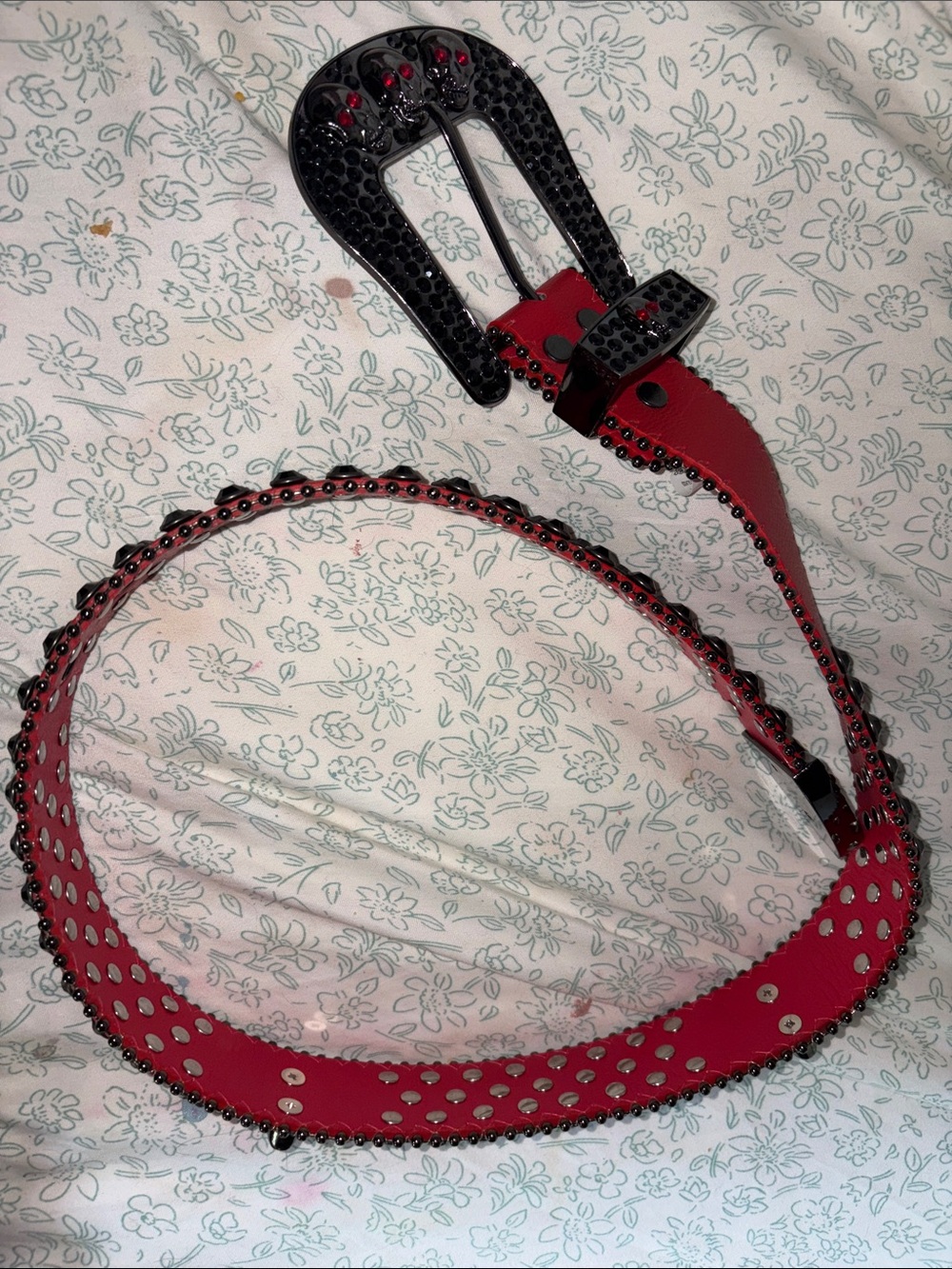 Red Studded hot topic skull belt